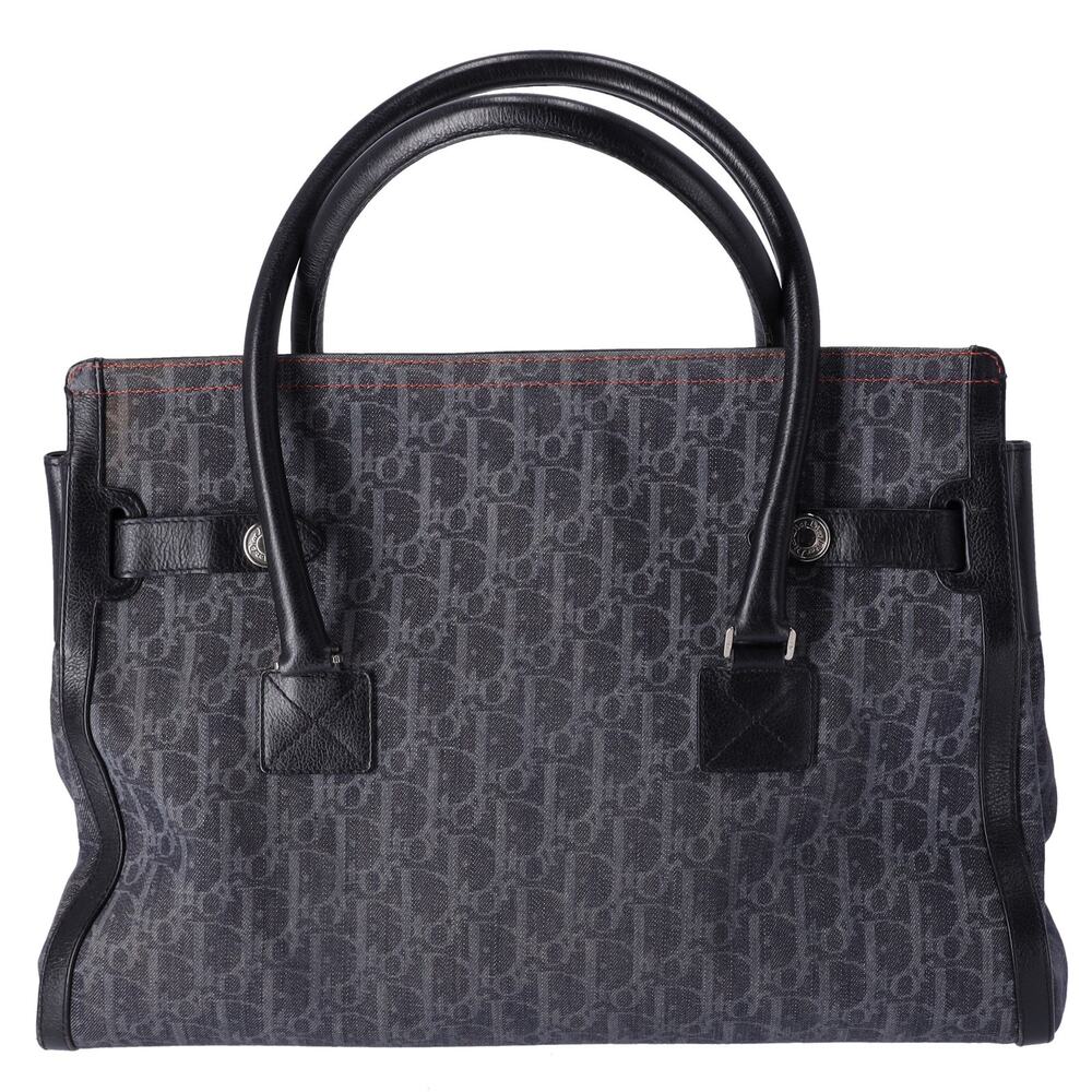 Christian Dior Flight Trotter Handbag Navy Black Orange Denim Leather - Picture 3 of 8